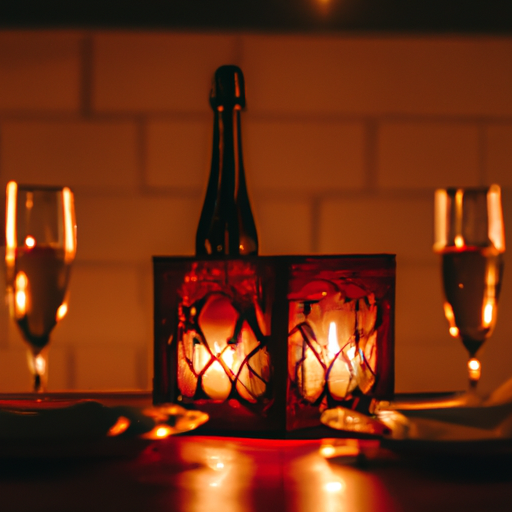 Romantic date night dinner setup with candles and wine